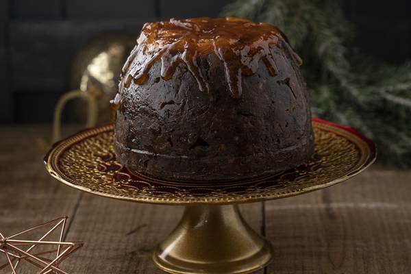 Clementine and stout Christmas pudding