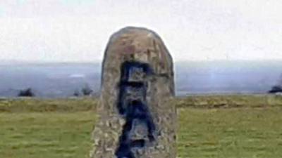 Traces of graffiti remain on Hill of Tara standing stone despite cleaning efforts