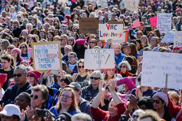 Thousands turn out for Women’s March on anniversary of Trump inauguration