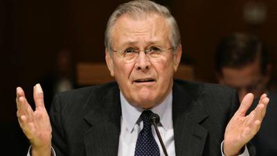 Rumsfeld still falling down rabbit holes