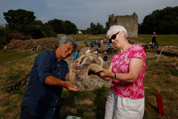 Archaeologists excavate ‘phenomenal’ 13th-century barn in Co Meath