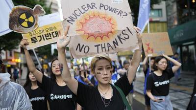 South Koreans protest over Japanese plans to release  Fukushima nuclear wastewater into sea