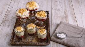 Morello cherries, mascarpone cheese and crumbled gingernuts