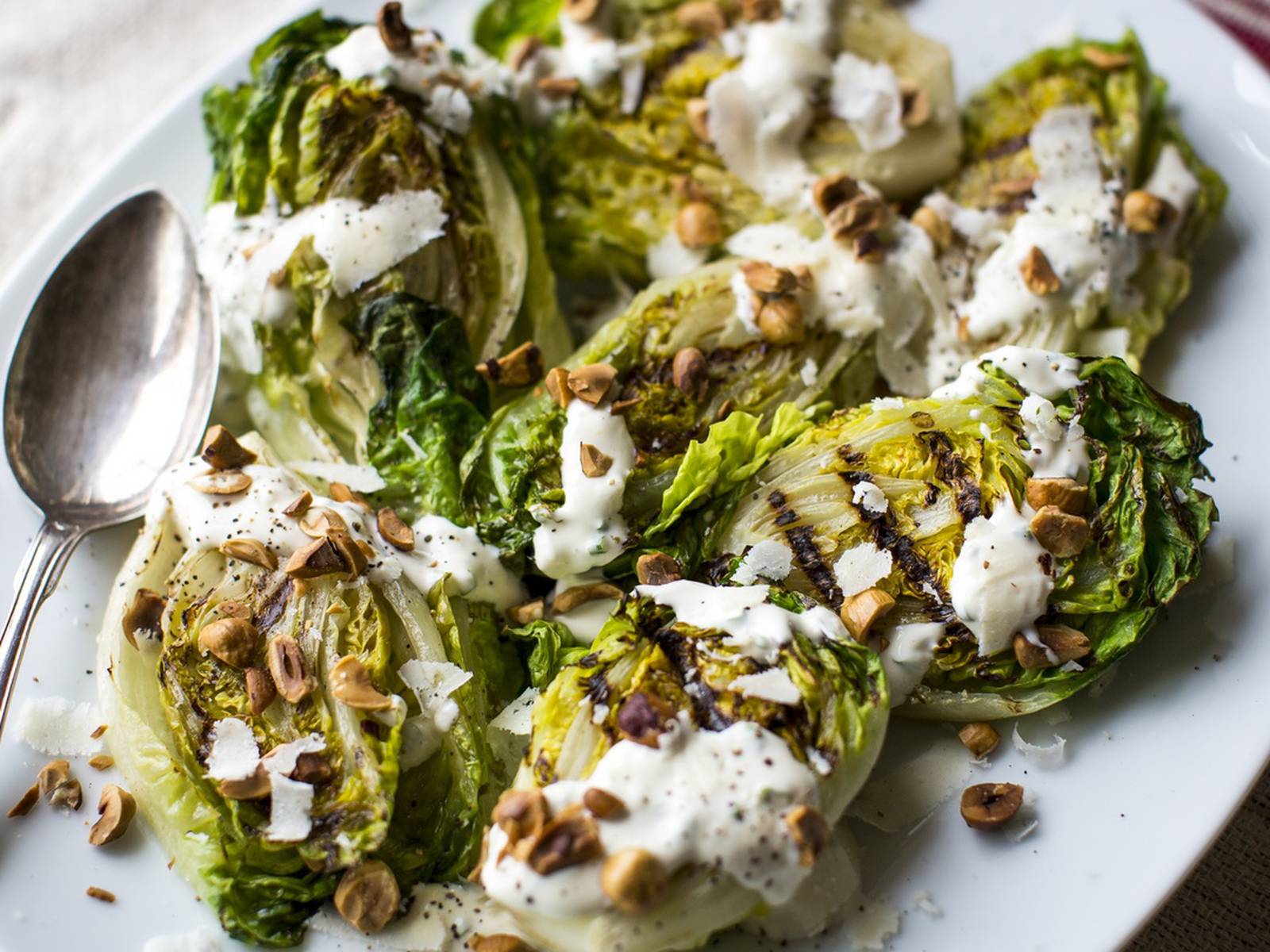 Griddled Baby Gems with balsamic & goat's cheese recipe