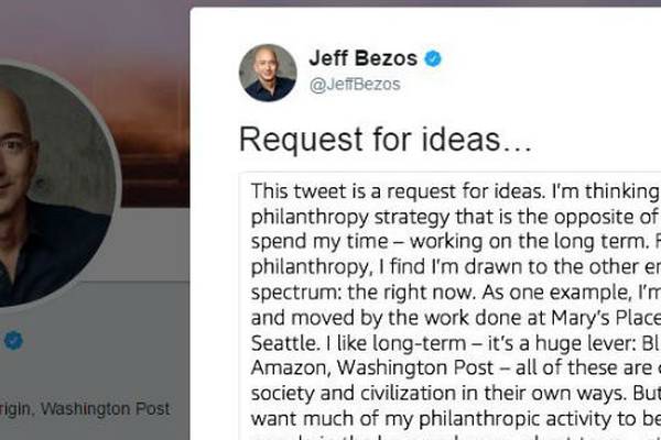 What should I do with my billions? Jeff Bezos asks Twitter users