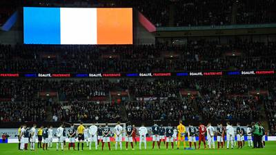 England football fans salute France at Wembley