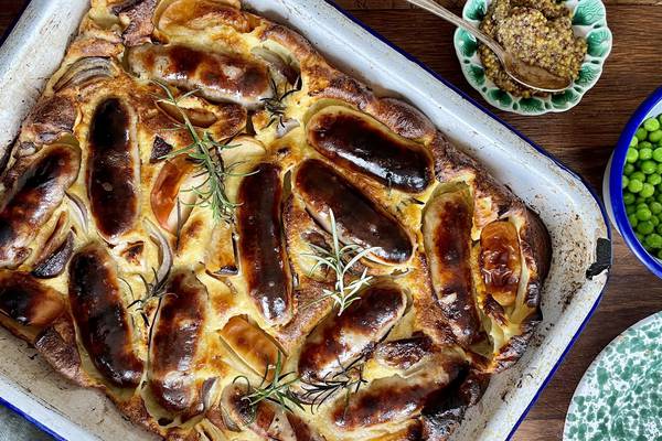 Toad-in-the-hole with apple and rosemary