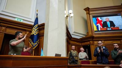 ‘This is Ukraine’s finest hour,’ Boris Johnson tells Kyiv parliament in address