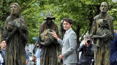 Justin Trudeau visits Famine Memorial during Dublin visit