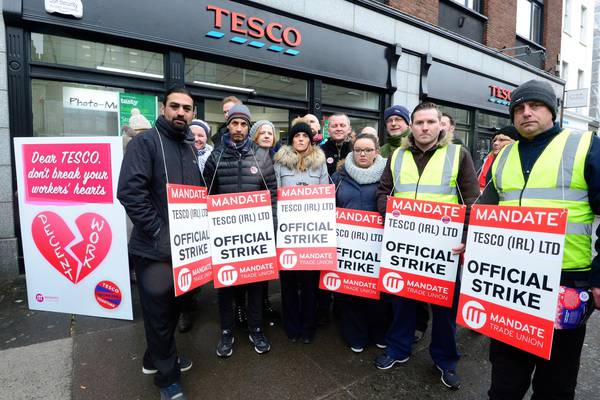 Tesco outlets picketed as strike gets underway at some stores
