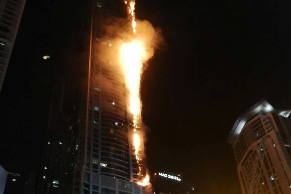 Flames engulf 86-storey residential tower in Dubai