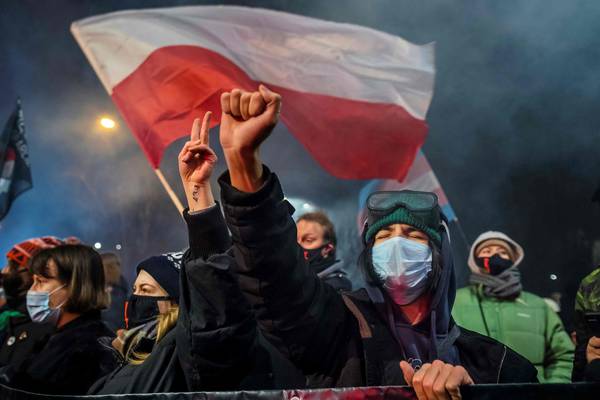 Thousands protest in Poland as near total abortion ban becomes law