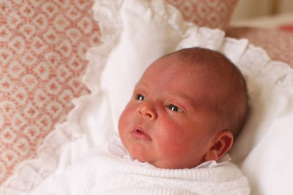 Prince Louis pictured (at three days old)