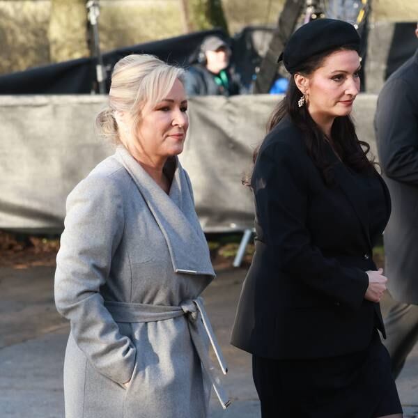 What did Michelle O’Neill and Emma Little-Pengelly talk about on the way to John Bruton’s funeral?