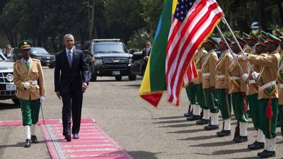 Obama arrives in Ethiopia to talk security on Africa tour