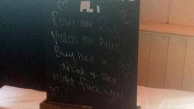 Bar sign linking buying a drink with sex ‘unacceptable’