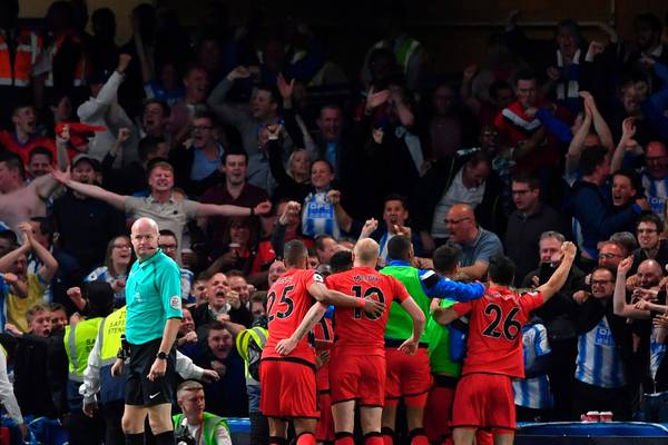Laurent Depoitre keeps Huddersfield up and dents Chelsea’s hopes