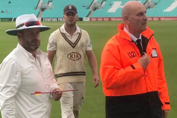 Oval cricket ground evacuated after arrow fired onto pitch