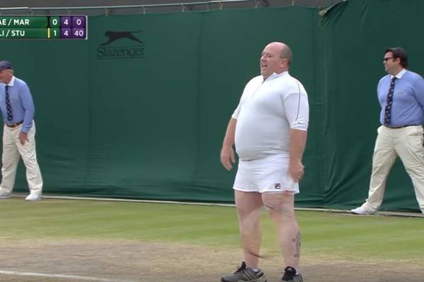 Wicklow man squeezes into white skirt for Wimbledon serve