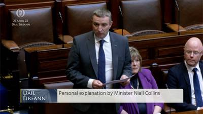 ‘No law was broken,’ junior minister Niall Collins insists as he addresses Dáil 