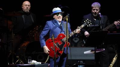 Van Morrison in his happy space at the Olympia as a smile creases his face