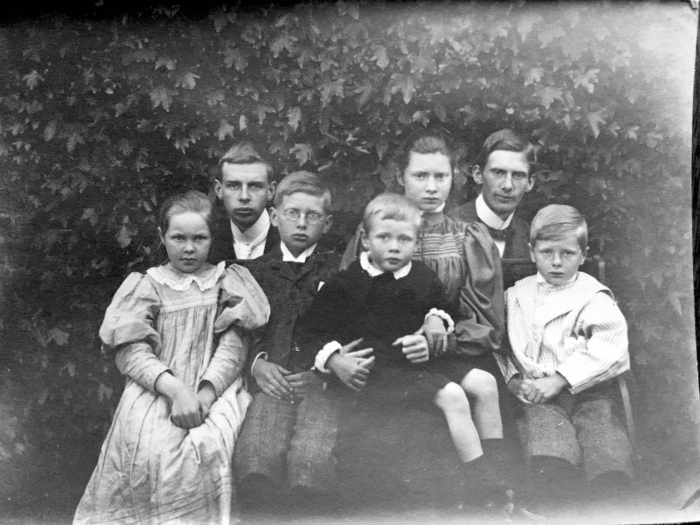 The Marsh siblings – Sylvia, Cecil, Victor, Kenneth, Maria, Oswald and Arnold. Photograph: Supplied by Lilliput Press