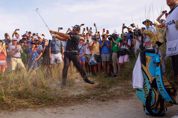 US PGA: Phil Mickelson holds slender lead after high drama at Kiawah Island