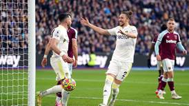 Leeds dust themselves down as Harrison’s hat-trick beats West Ham
