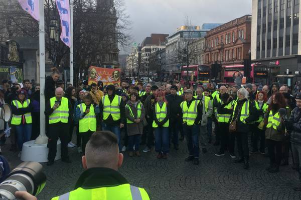 Low wages and austerity spark Belfast yellow vest protest