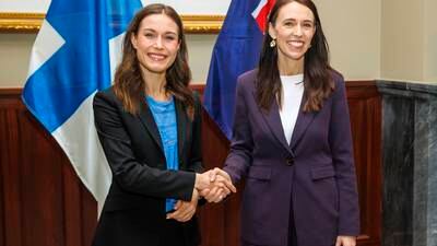 ‘We’re meeting as prime ministers’: Sanna Marin and Jacinda Ardern dismiss reporter’s age and gender question