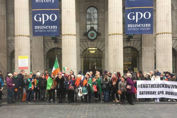 Further anti-lockdown protest held in Dublin city centre