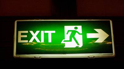 The exit sign reminds us we can never really escape real life