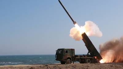 Kim Jong-un inspects new large-calibre rocket launcher
