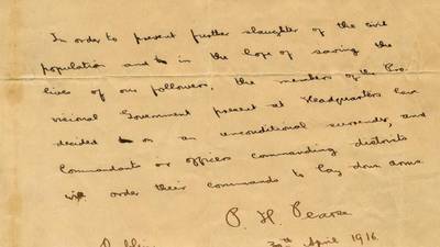 1916 surrender letter to fetch over €1m at auction