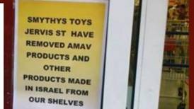 Staff at Dublin toy shop told to remove Israel ‘boycott’ sign