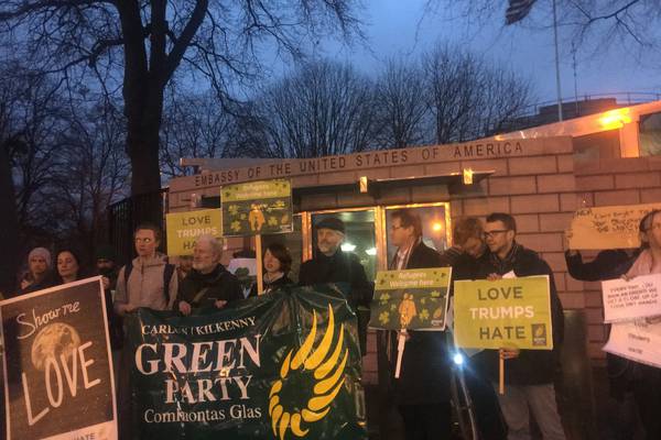 Green Party protests at US embassy over travel ban