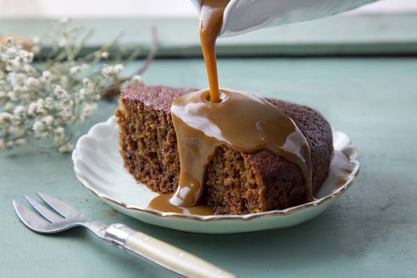 Decadent sticky toffee cake with butterscotch sauce