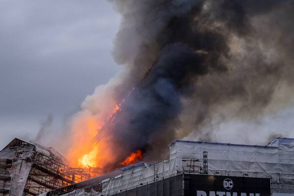 Fire engulfs Copenhagen's historic stock exchange