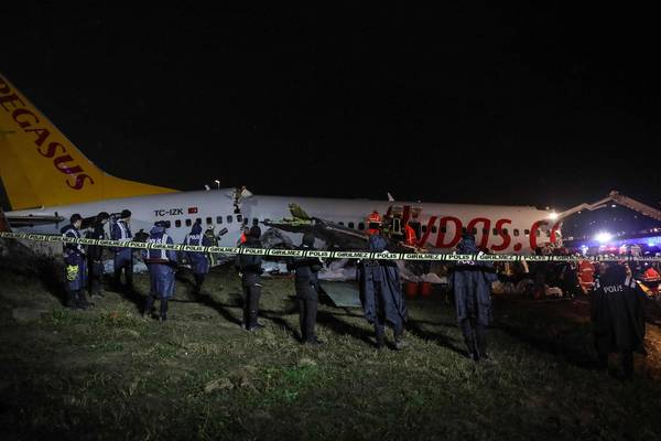 Plane crashes after skidding off runway in Istanbul