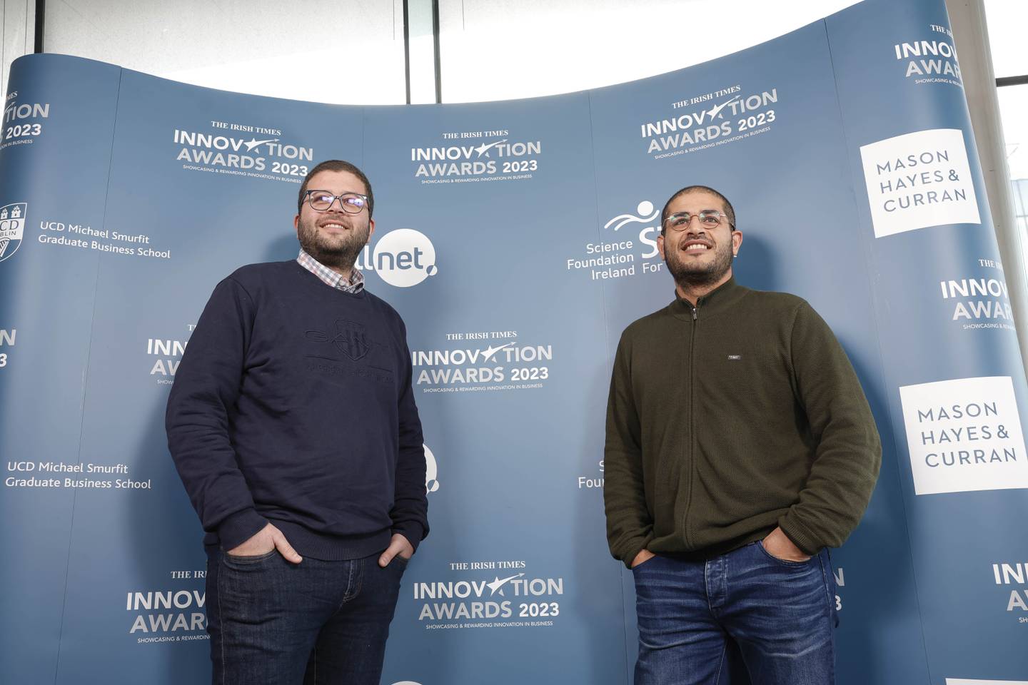 Muhammad Yassin and Muneer Sawaied of Genicity at The Irish Times Innovation Awards 2023 final judging day. Photograph: Conor McCabe Photography.