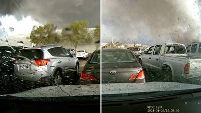 Dashcam video captures powerful tornado wiping out building in Nebraska