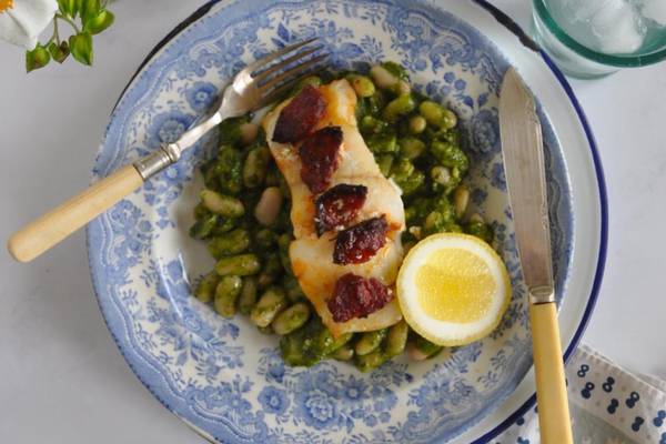 Fish with chorizo and pesto: a lighter dish perfect for summer dining