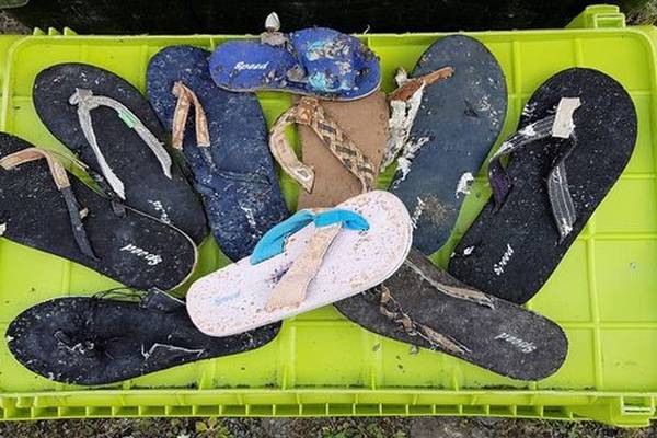 Runners and flip flops washing up on west coast beaches