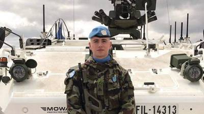 Irish peacekeeper Private Seán Rooney who was killed last year is honoured by the UN 