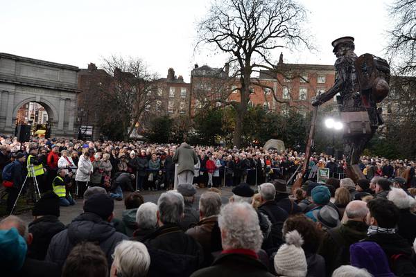 Crowds turn out to bid farewell to Haunting Solider statue