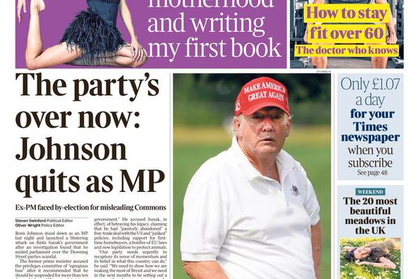 ‘Party’s over, Boris’: what British papers say about Johnson’s Partygate resignation