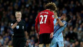Fellaini sees red for head-butt in dull Manchester derby
