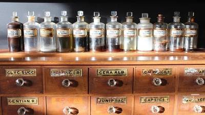 Apothecary cabinets, bottles and even a skeleton at upcoming sale