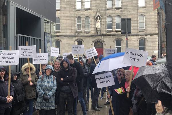 Liberties protest at site of proposed ‘rock and room’ hotel