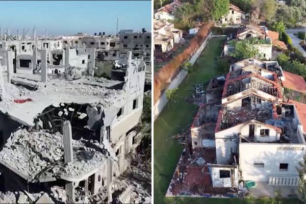 Drone footage captures damage in both Gaza and Israel as truce holds